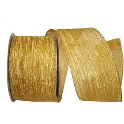 Reliant Ribbon 97597W-035-10X Crushed Mesh Value Wired Edge Ribbon Gold 4 Inch 30 Yards