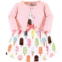 Touched By Nature Girls' Organic Cotton Dress and Cardigan, Popsicle, Toddler