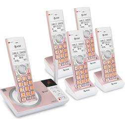 AT&T CL82557 5 Handset Answering System with Caller ID Announce Rose Gold