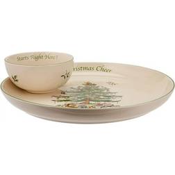 Spode Christmas Tree 2 Dip Plate with Dip Serving Bowl