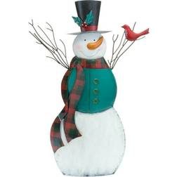 Melrose Metal Snowman with Cardinal Bird Figurine