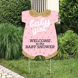 Big Dot of Happiness Hello little one pink and gold party decor baby shower welcome yard