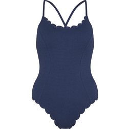 Accessorize Textured Scallop Swimsuit - Blue