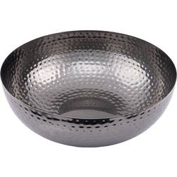 Storied Home Oxidized Silver Round Hammered Metal Serving Bowl