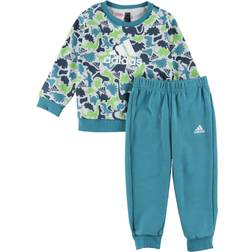 Adidas Kid's Essentials Allover Print Jogger Set - Grey One/Semi Lucid Lime/Arctic Fusion /Arctic Night