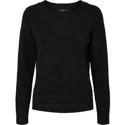 Vero Moda Doffy O-Neck Long Sleeved Knitted Sweater - Black