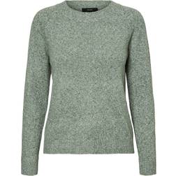 Vero Moda Doffy O-Neck Long Sleeved Knitted Sweater - Green/Laurel Wreath