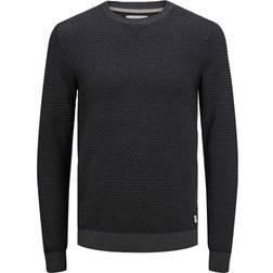 Jack & Jones Atlas Round Neck Knitted Sweater - Grey/Dark Grey Melange