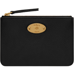 Mulberry Plaque Small Zip Coin Pouch - Black Small Classic Grain