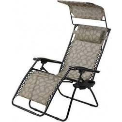 Plow & Hearth Deluxe Zero Gravity Chair With Awning, Table And Drink Holder