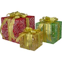 Northlight Set of 3 Gold Glitter Gift Boxes Decoration