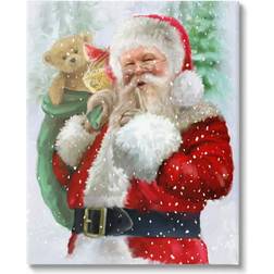 Stupell Industries Jolly Shh Santa Claus Gift Sack Graphic Art Gallery Wrapped Wall Decor
