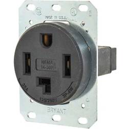 BRYANT 9430FR 30A 4W Single Receptacle 125/250VAC 14-30R BK