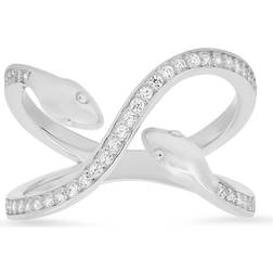 925 Sterling Silver Diamond CZ Snake Ring