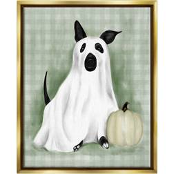 Stupell Industries Dog Ghost Halloween Costume Floater Framed Art