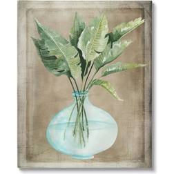 Stupell Industries Green Plant Leaves Glass Rustic Painting Gallery Wrapped Wall Decor