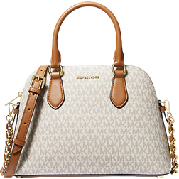 Michael Kors Veronica Medium Logo Dome Satchel - Vanilla/Acorn