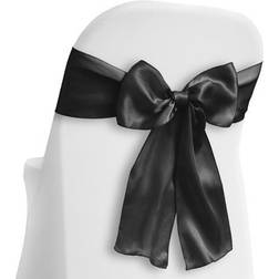 Lann's Linens 10 Elegant Satin Wedding/Party Chair Cover Sashes/Bows Ribbon Tie Back Sash Black