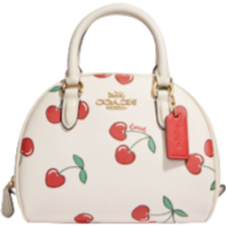 Coach Sydney Satchel With Heart Cherry Print - Gold/Chalk Multi