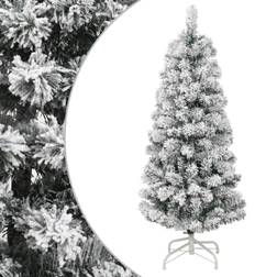 vidaXL Artificial Spruce Hinged with Flocked Snow Green and White Christmas Tree 47.2"