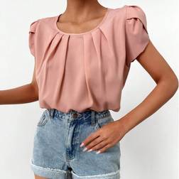 Shein Petal Sleeve Plicated Detail Blouse