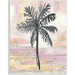Stupell Industries Pastel Pink Palm Tree Tropical Wood Wall Framed Art 13x19"