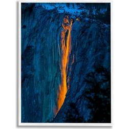 Stupell Industries Lava Flowing Snowy Mountain Side Rock Cliffs White Framed Art 11x14"