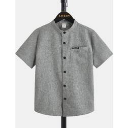 Shein Boys Letter Patched Detail Pocket Front Shirt