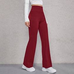 Shein Solid Wideband Waist Flare Leg Pants