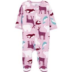 Carter's Infant Girl's Animal Print Zip-Up Fleece Sleep'N'Play Pajamas Pink NB