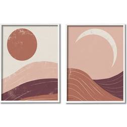 Stupell Industries Sun And Moon Sunrise Sunset Desert Collage 2 Framed Art 11x14"