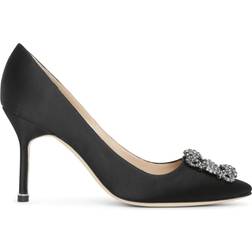 Manolo Blahnik Satin Jewel Buckle - Black