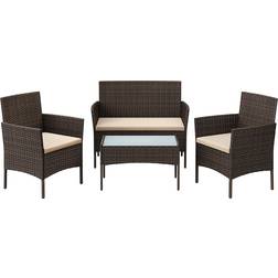 Songmics 4pcs Loungesett, 1 Bord inkl. 2 Stolar & 1 Soffor