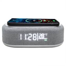 Private Label Multi-Function Clock Wireless Charging. 3-in-1 Design Black