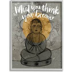 Stupell Industries What You Think You Become Phrase Floral Pattern Buddha Framed Art 36x48"