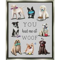 Stupell Industries You Had Me At Woof Playful Dogs Black Floater Framed Art 25x31"