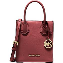 Michael Kors Mercer Extra-Small Pebbled Leather Crossbody Bag - Dark Cherry