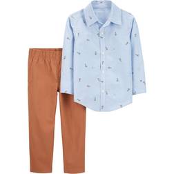 Carter's Toddler Button-Front Shirt & Pant Set 2-piece - Blue/Brown