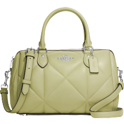 Coach Rowan Satchel With Puffy Diamond Quilting - Silver/pale lime