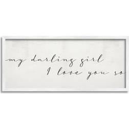 Stupell Industries Darling Girl I Love You So Sentiment Soft Typography Framed Art 30x13"