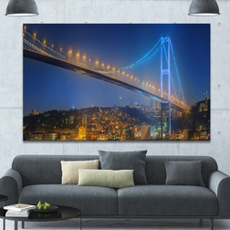 Design Art Bosphorus Bridge Night Istanbul Photographic Print on Framed Art 28x70"