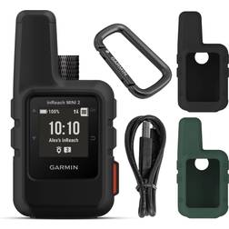 Garmin inReach Mini 2 Lightweight and Compact Satellite Communicator, Hiking Handheld, Black with Wearable4U 2 Pack Cases Black/Khaki Bundle