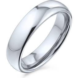 Bling Jewelry Plain Dome Couples Wedding Band Polish Titanium Rings Silver Tone 5MM