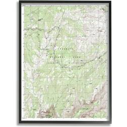 Stupell Industries Yosemite National Park And Wilderness Topographic Map Geography Framed Art 11x14"