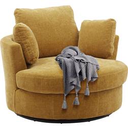 Chenille Velvet Loveseat Yellow Lounge Chair 33.1"