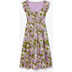 Tory Burch Floral cotton poplin midi dress multicoloured