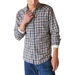 Lucky Brand Men's Plaid Western Long Sleeve Shirt - Blue