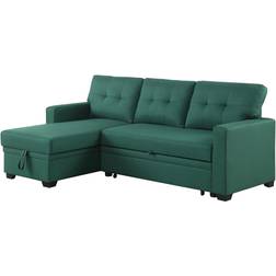 Devion Furniture Reversible Sectional Sleeper Green Sofa 83" 3 Seater