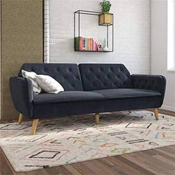 Novogratz Tallulah Memory Blue Velvet Sofa 83" 2 Seater