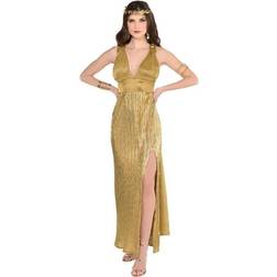 Amscan Adult Roman Goddess Dress Gold